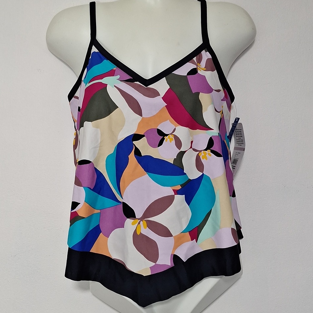 Maxine of Hollywood Multicolor Floral Tankini Swim Abstract